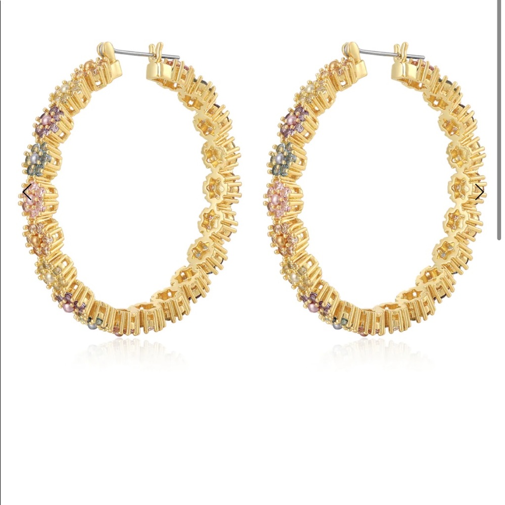 NWT For Love and Lemons daisy studs gold hoop earrings